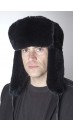 Juodo Rex triušio kailio rusiško modelio kepurė